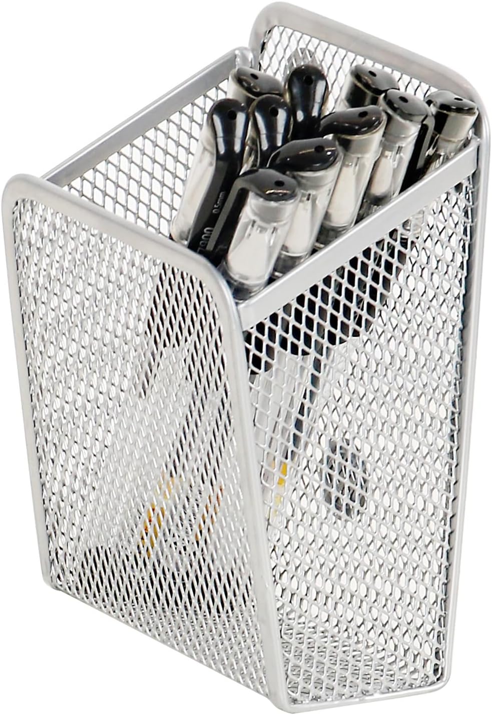 UCYCAZ Magnetic Pen Holder,Single Magnetic Pencil Locker Holder Organizer | Strong Magnets Mesh Marker Holder,Locker Accessories,Writing Utensil Storage Organizer,Pen Basket for Whiteboard,Refrigerator