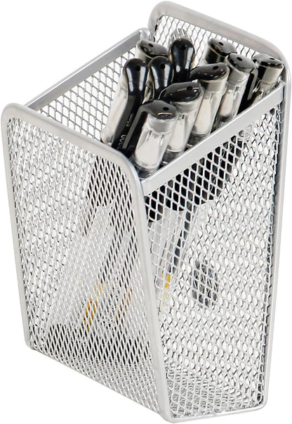 UCYCAZ Magnetic Pen Holder,Single Magnetic Pencil Locker Holder Organizer | Strong Magnets Mesh Marker Holder,Locker Accessories,Writing Utensil Storage Organizer,Pen Basket for Whiteboard,Refrigerator