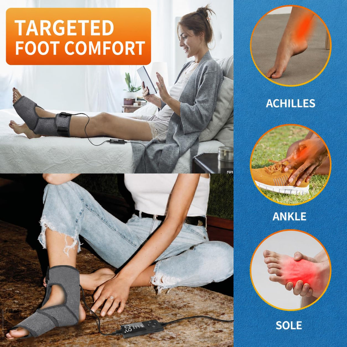 sticro Foot Heating Pad for Ankle Achilles Heel with Massage Ball