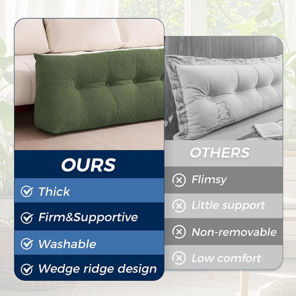 IASEAHK Headboard Pillow Queen, Triangle Pillows for Headboard, Head Board Backrest Wedge Pillow for Reading Sitting Working, Daybed Pillows with Removable Cover for Bed Dorm Sofa, Dark Grey