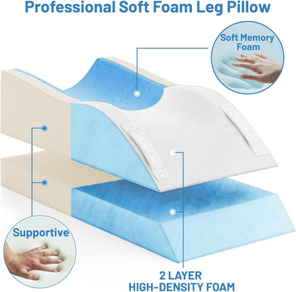 TranquilRelax Leg Elevation Pillow for After Surgery, Wedge Pillow, Grey | Single-leg design, adjustable height, U-shaped cradle, supportive memory foam, washable cover, leg elevation for swelling