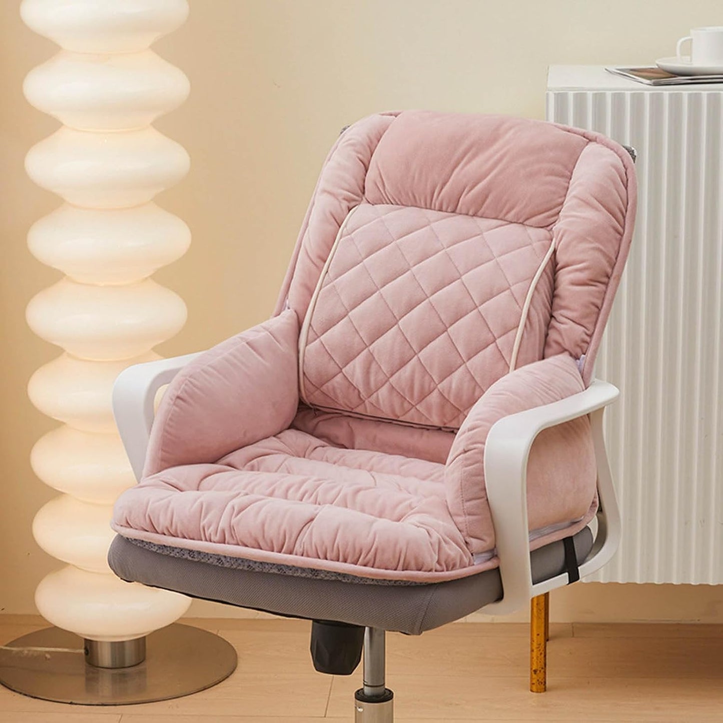 Office Heated Seat Cushion for Desk Chair,Upgraded Lumbar Support Seat for Cushions for Dorm Desk Chair with Back, USB Interface, 3-Speed Temperature Control (Light Pink)