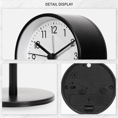 Alarm Clock for Bedroom, 3.2" Small Analog, Black | Silent Non Ticking, Battery Operated, Vintage Retro Design, Night Light, Easy to Read