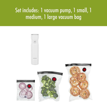 For food to stay fresh up to 5X longer, pump required (not included).