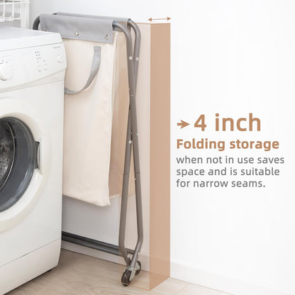 STORAGE MANIAC 160L Collapsible Laundry Hamper with Wheels, Rolling Laundry Basket, Heavy Duty Cloth Sorter with Removable Bag, Folding X Frame Clothes Organizer Cart for Easy to Store, 3 Section