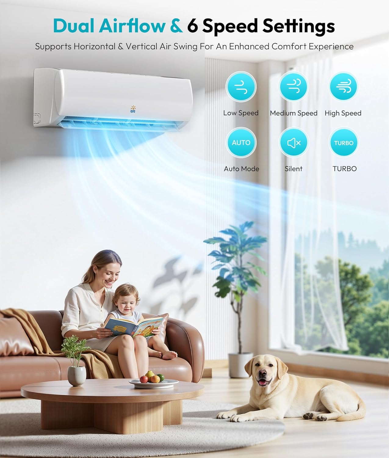 Rellytech Mini Split AC/Heating System - 9000 BTU Mini Split AC Inverter Heating and Cooling, 19 SEER2 115V/110V Energy Efficient Ductless Air Conditioner Up to 550sq.ft, Pre-charged System