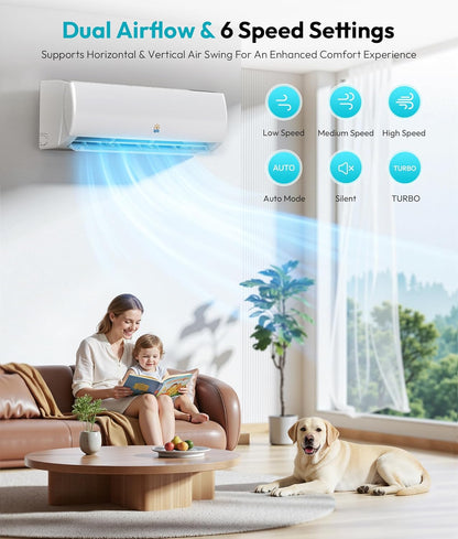 Rellytech Mini Split AC/Heating System - 9000 BTU Mini Split AC Inverter Heating and Cooling, 19 SEER2 115V/110V Energy Efficient Ductless Air Conditioner Up to 550sq.ft, Pre-charged System