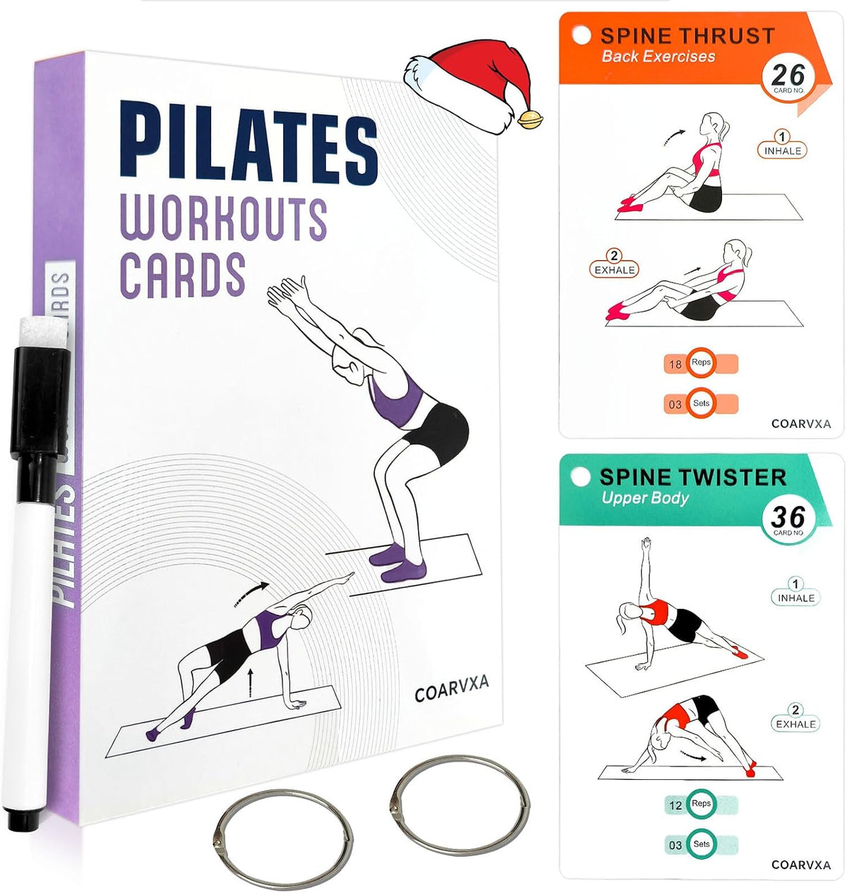 Bodyweight Workout Cards for Women & Men-50 Bodyweight Workout Cards，Includes 2 Rings& Dry-Erase for Easy Organization-Home, Gym or Studio (Bodyweight)