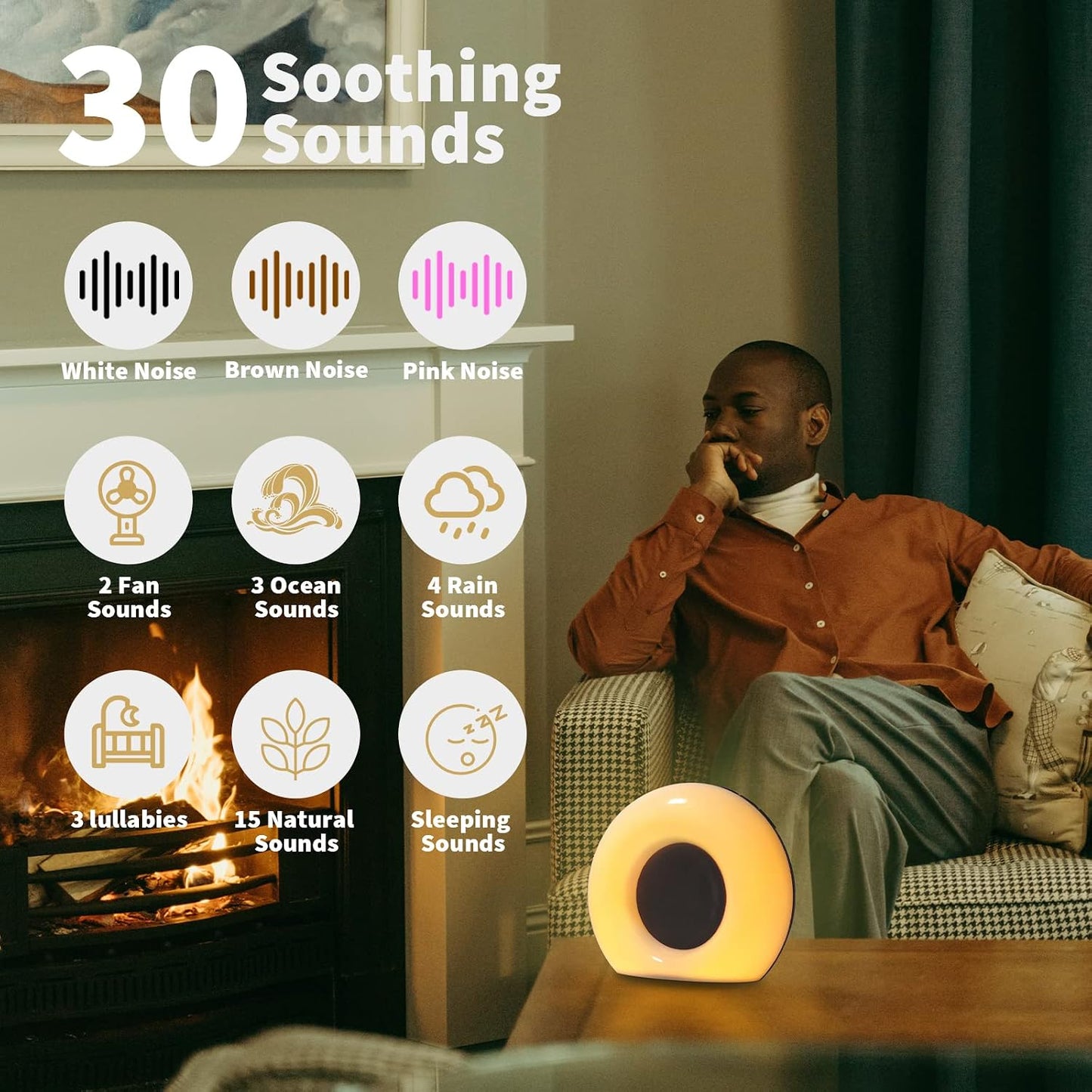 DailyBody Sound Machine White Noise Machine with 30 Soothing Sounds 12 Colors Night Light 32 Levels Volume 5 Timers & Memory Function Effectively Blocks Noise Ideal Sleep Machine for Baby Kids Adults