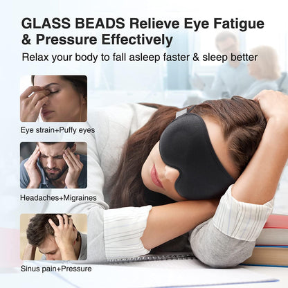 YFONG Weighted Sleep Mask for Women Men, 3D Light Blocking Eye Mask, Black