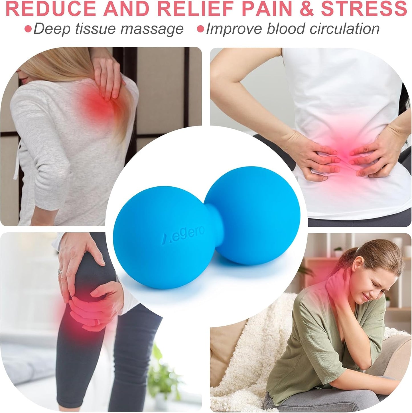 Aegero Peanut Massage Ball-Double Lacrosse Massage Ball (Blue Firm Ball) | Mobility Ball for Myofascial Release,Yoga Therapy,Trigger Point Therapy ,Muscle Knots and Acupoint Massage