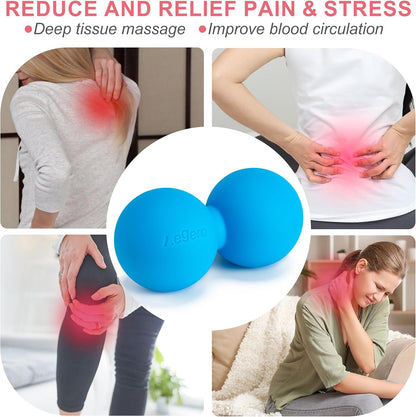 Aegero Peanut Massage Ball-Double Lacrosse Massage Ball (Blue Firm Ball) | Mobility Ball for Myofascial Release,Yoga Therapy,Trigger Point Therapy ,Muscle Knots and Acupoint Massage