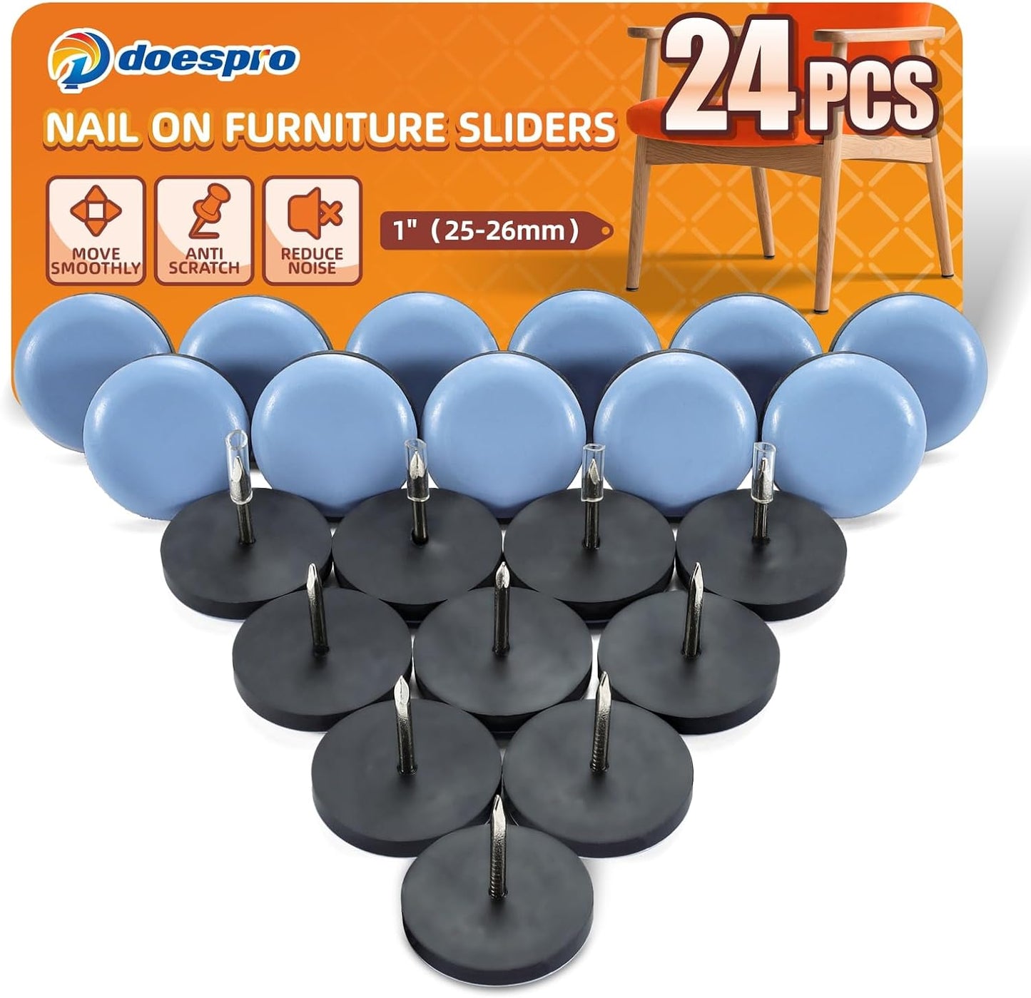40PCS 1.4" Furniture Sliders for Hardwood Floors & Carpet, Self-Stick | PE Round Furniture Pads & Chair Glides for Hardwood Floors, Floor Protectors for Moving Furniture & Kitchen Appliances Easily