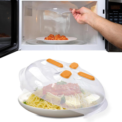 HOVER COVER Magnetic Microwave Splatter Cover for Food - 12-Inch - Gray | BPA-Free Lid, Vented Plate Guard with Steam Vents, Anti-Splash Microwave Lid, Dishwasher Safe, Space-Saving Magnetic Storage