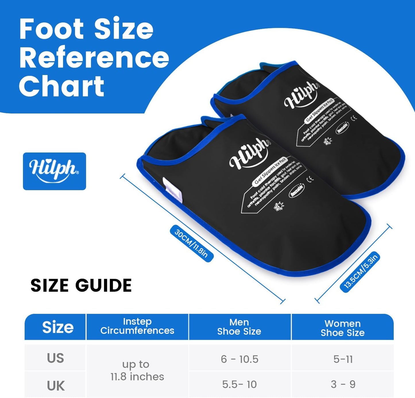 Hilph Foot Ice Pack Slippers, 1 Pair Ice Pack for Feet & Toes Pain Relief | Reusable Hot Cold Therapy for Plantar Fasciitis, Gout, Bunions, Neuropathy Relief, Surgery Recovery, HSA Eligible FSA, Blue