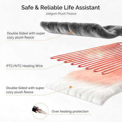 Heated Blanket Electric Throw Blanket with Built-in Button Controller 50"x60" One-Touch Ultra Cozy Soft Warm Heating Electric Blanket with 4 Heat Levels & 4 Hours Auto-Off Overheat Protection