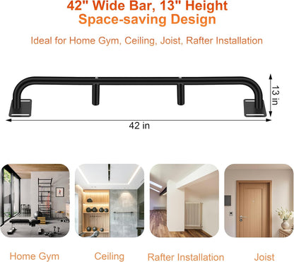 Wall Mount Pull Up Bar, Heavy Duty Alloy Steel Hanging Bar for Exercise, Multi-Functional Doorway Pull Up Bar for Home Gym Workout