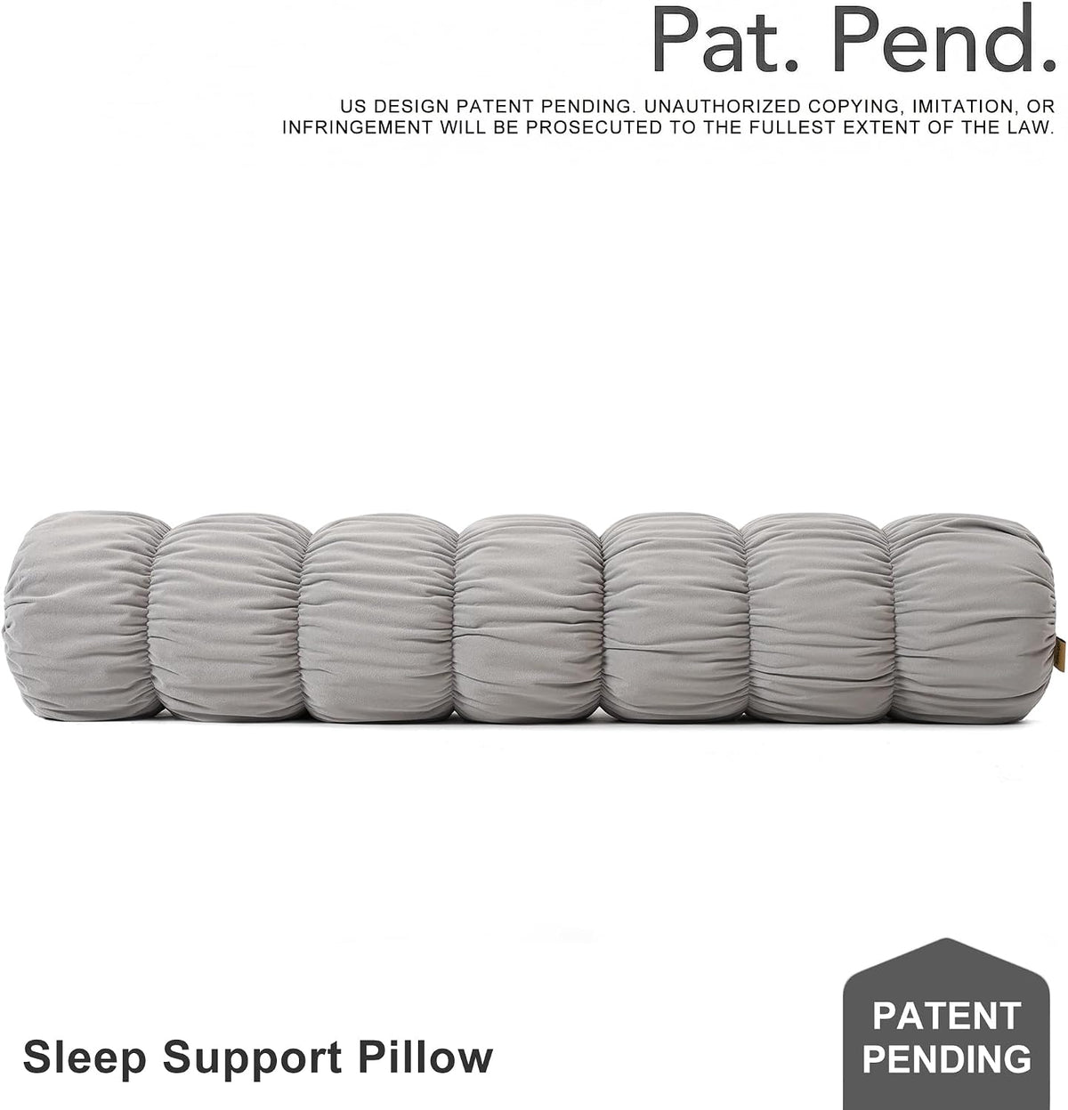 Pat. Pend. Long Bolster Pillow for Bed, 39 Inch, Misty White