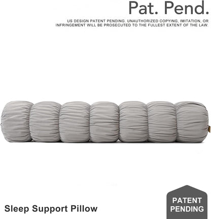 Pat. Pend. Long Bolster Pillow for Bed, 39 Inch, Misty White