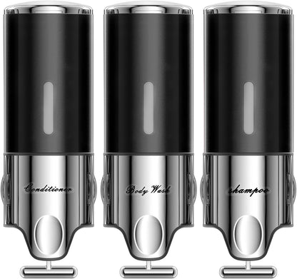 EXIN DECHEN Shampoo and Conditioner Dispenser(Triple x 16.9 oz,Clear) | Easy Installation,Wall-Mounted,Bottle Separable,Large Capacity,Shower Shampoo Conditioner Body Wash Dispenser for Bathroom