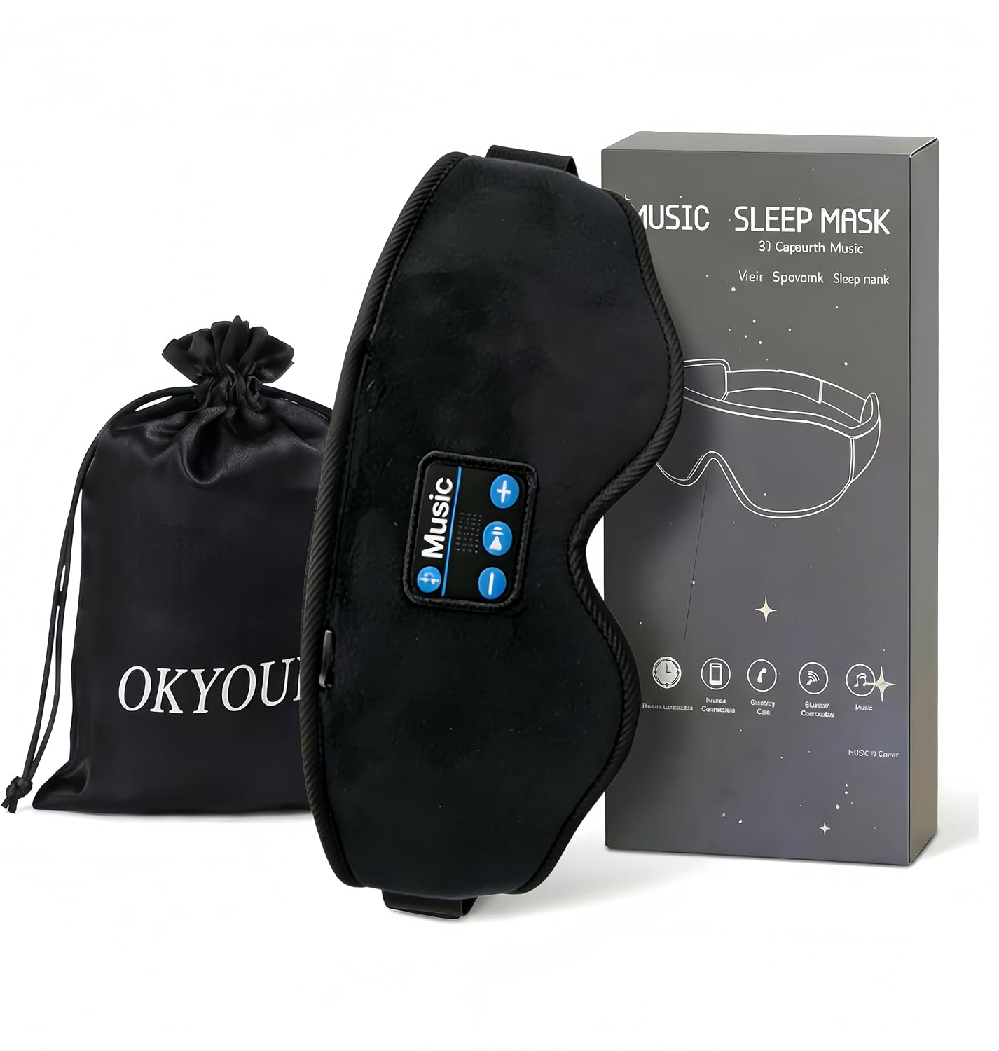 2026 New Sleep Headphones Pro | Built-in White Noise Sleep Mask,75g Ultra-Light Bluetooth Eye Mask for All Face Shapes, Zero-Pressure Fit, Breathable Bamboo, 100% Blackout for Deep Sleep & Travel