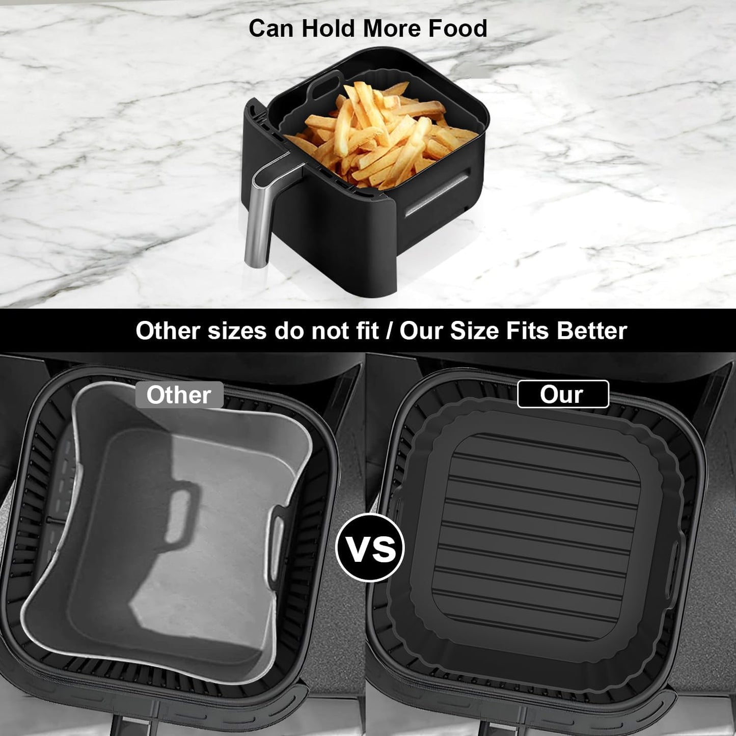 Silicone Air Fryer Liners 2 Pack, Reusable Liners Compatible for Ninja Foodi DZ201, DZ401, DZ550, COSORI, Chefman, Instant Air Fryer, and 6-in-1 8-10QT Air Fryer Baskets