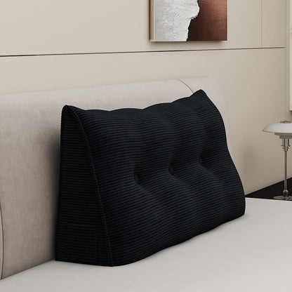 Headboard Wedge Pillows for Sitting Up in Bed Rest Adult，Triangular Upholstered Stuffed Reading Pillow for Sofa Couch Back Cushions Lumbar Body Support Dorm Bedroom（King，Corduroy Gray）