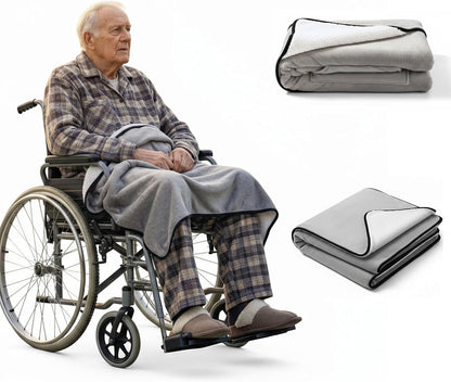 Wheelchair Lap Blanket for Seniors, 43" * 28" Soft Sherpa Lined Knee & Lap Cover, Warm Lightweight Throw with Snap Buttons, Cozy Comfort for Elderly & Caregivers, Wine Red