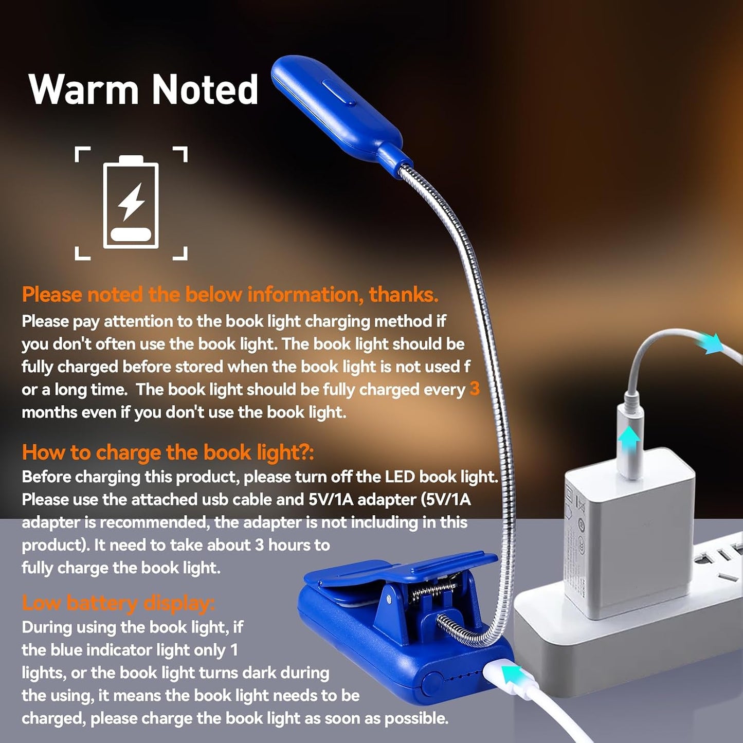 VAVOFO Rechargeable Book Light for Reading in Bed Kids, 7 LED Reading Light with 9-Level Warm Cool White Daylight, Eye Care Lamp with Power Indicator for Bookworms (Yellow)