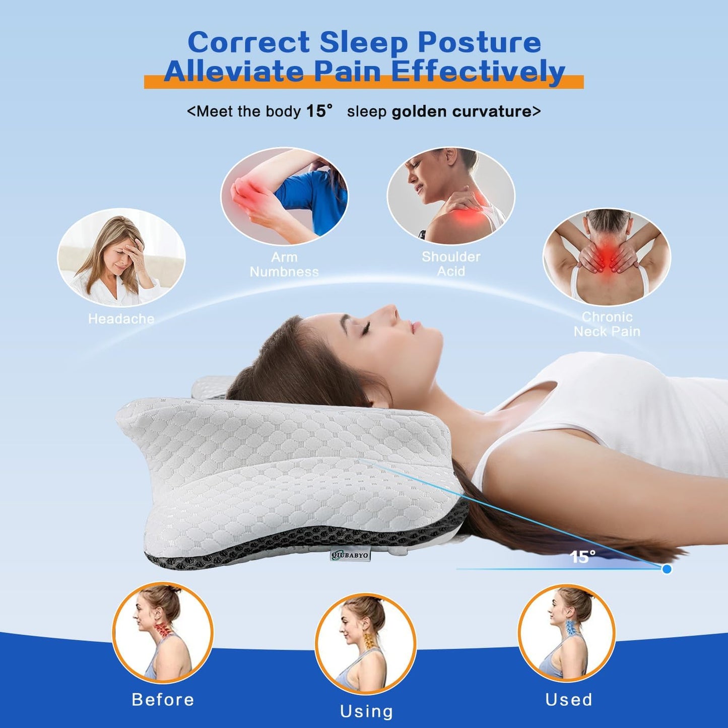Pain Relief Cervical Pillow for Neck Support, Adjustable Ergonomic Pillow | Cozy Sleeping, Odorless Orthopedic Memory Foam Pillow, Contour Bed Pillow for Side Back Stomach Sleeper