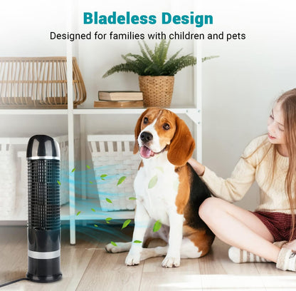 DR.PREPARE Oscillating Tower Fan, Desk Table Fan with 3 Speeds, Quiet Cooling, 60° Oscillation, 16 Inch Personal Small Bladeless for Bedroom Home Office Desktop