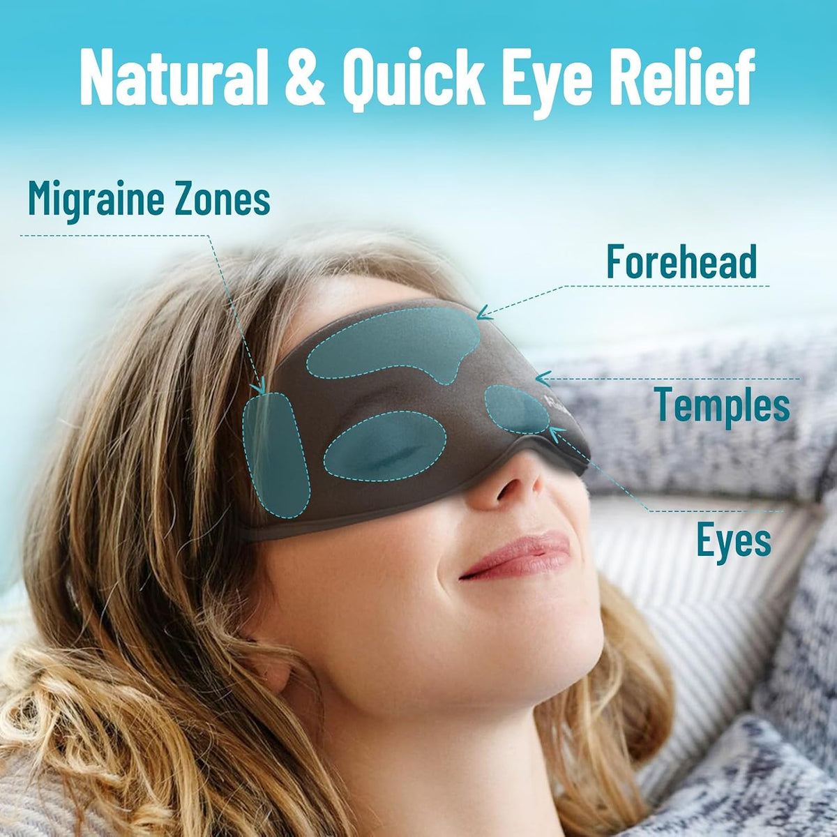Cooling Eye Mask, Cold Eye Mask for Puffiness, Reusable Ice Eye Masks for Dark Circles And Puffy Eyes, Relieve Your Migraines and Headaches with Gel Eye Masks Therapy, Long-Lasting Comfort, Light Blue