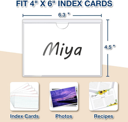 H4D 24 Pack labels for Storage Bins, 4" x 6" Plastic Clear Adhesive Pockets | Top-Open Index Card Holder, Waterproof & Removable Labels for Storage Bins, Totes, Containers, Shelves & Library Organization