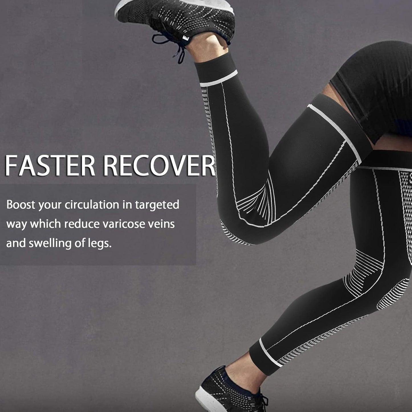 Full Leg Sleeves Long Compression Leg Sleeve Knee Sleeves Protect Leg, for Man Women Basketball, Arthritis Cycling Sport