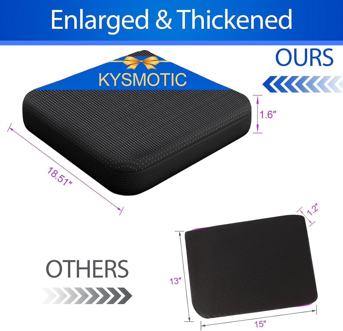 Gel Seat Cushion for Long Sitting, Gel Chair Cushion (Large & Thick)