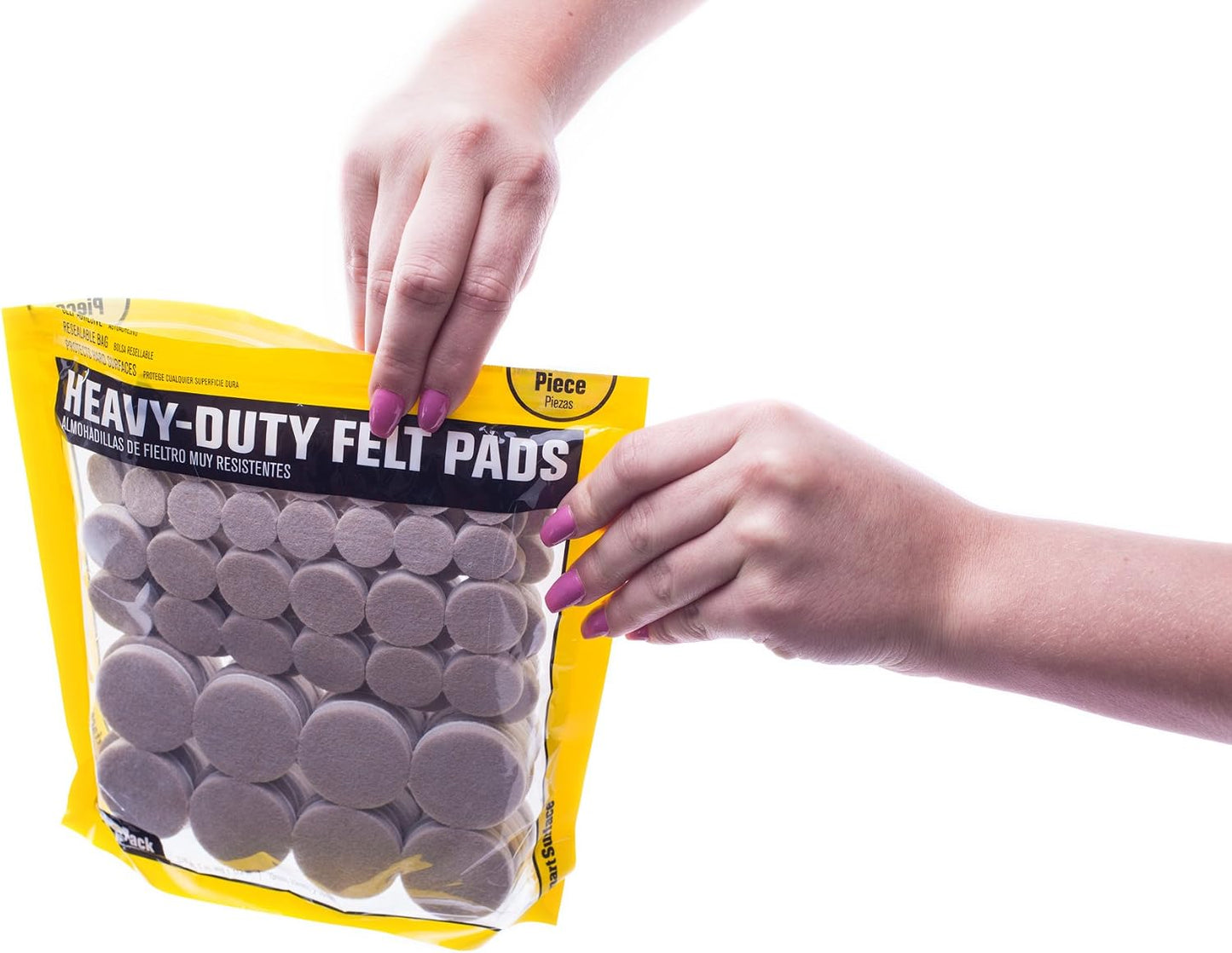8850 Heavy Duty Self Adhesive Furniture Felt Pads 3/4-Inch, 1-Inch & 1-1/2-Inch Round Oatmeal 144-Piece Value Variety Pack in Resealable Bag