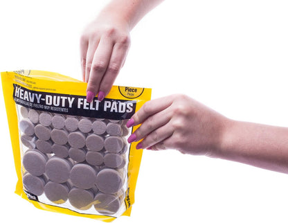 8850 Heavy Duty Self Adhesive Furniture Felt Pads 3/4-Inch, 1-Inch & 1-1/2-Inch Round Oatmeal 144-Piece Value Variety Pack in Resealable Bag