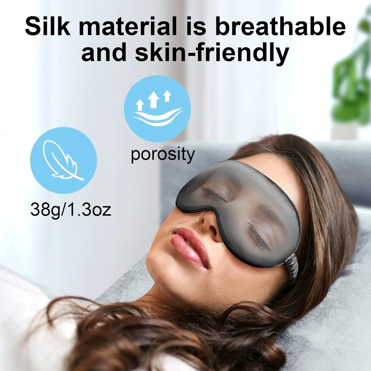 Silk Eye mask for Sleeping 3D Anti Wrinkle Skin Friendly Black Out Black