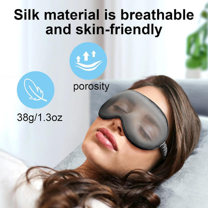 Silk Eye mask for Sleeping 3D Anti Wrinkle Skin Friendly Black Out Black