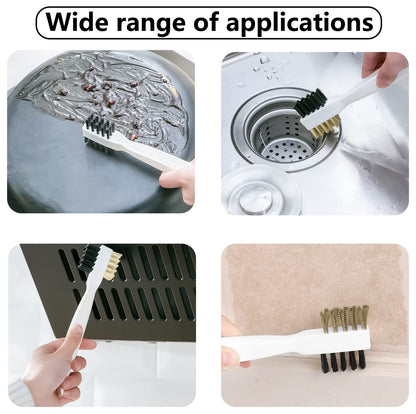 2 Pcs Deep Gas Stove Wire Brushes 4-in-1 Metal Kitchen Cleaning Wire Brush Small Brass/Nylon Brushes for Cleaning Gas Stove Range Hood Pot Pan Paint/Rust/Dirt
