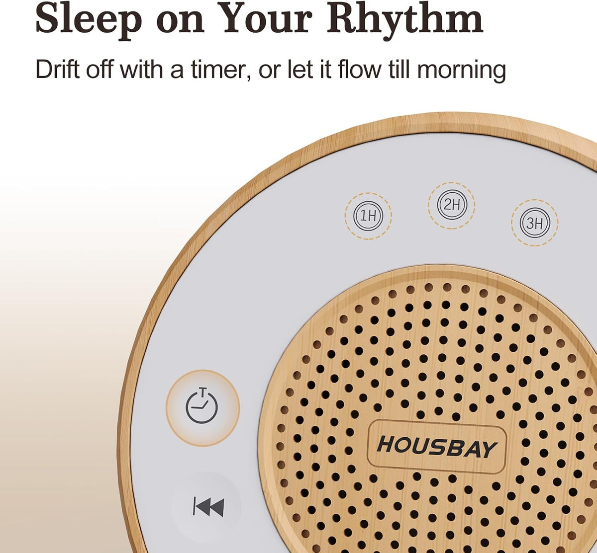 Housbay White Noise Machine with 31 Soothing Sounds, 5W Loud Stereo Sound, Auto-Off Timer, Adjustable Volume, Sleep Sound Machine for Baby, Kid, Adult -Wood Grain