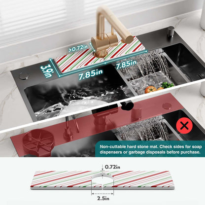 Diatomite Sink Splash Guard - DryingNeat Kitchen Faucet Mat, Instant Dry Water Absorbing Stone Tray for Sink, Durable Protector for Kitchen Bathroom Counter [Light Grey, 17.7" x 3.9"]