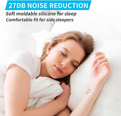 LYSIAN Moldable Silicone Ear Plugs for Sleep and Swim, 5 Pairs, Blue