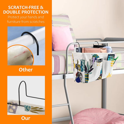 Surblue Bedside Caddy Bedside Storage Bag Hanging Organizer for Bunk, Hospital Beds, Dorm Rooms Bed Rails Camp 4 Pockets and 2 Hooks (Skyblue)