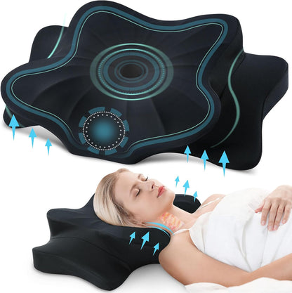 DONAMA Contour Cervical Neck Pillow for Neck Pain Relief | Queen,Ergonomic Dual-Height,Odorless Memory Foam,Side/Back/Stomach Sleepers,Cooling Hypoallergenic Cover,OEKO-TEX Certified