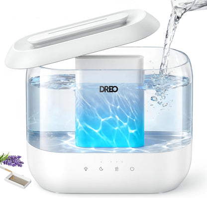 DREO 4L Humidifiers for Bedroom, 36H Runtime, 28 dB Quiet, HM311 | Easy to Refill & Clean, BPA-Free, Nightlight, Supersized Air Humidifiers for Large Room, Baby Nurseries, Plants, Indoor