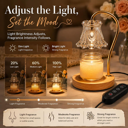 COCOBELA Candle Warmer Lamp with Timer with 2 Bulbs Floral Light Dimmable