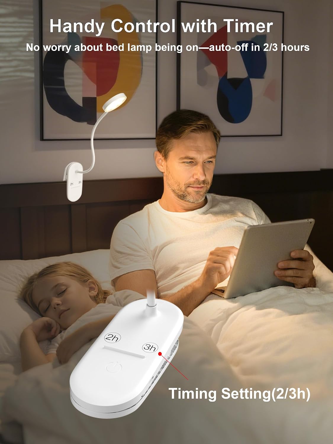 SZOKLED Red Light Reading Lights for Books in Bed, Clip on Lamp | Timer, Dimmable, Rechargeable, Eye Care Night Light, For Bedroom, Desk, Laptop, Headboard