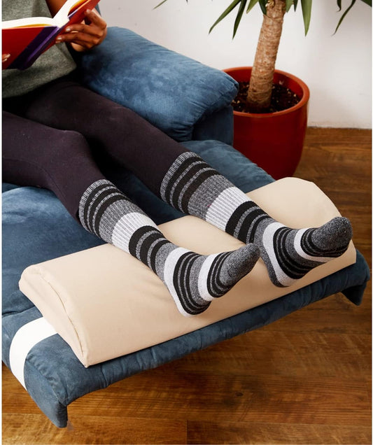 HERMELL Products Half Moon Bolster Pillow for Legs Extra Firm Foam Under Knee Pillow for Sleeping on Back with Knee Pillow Cover - Khaki
