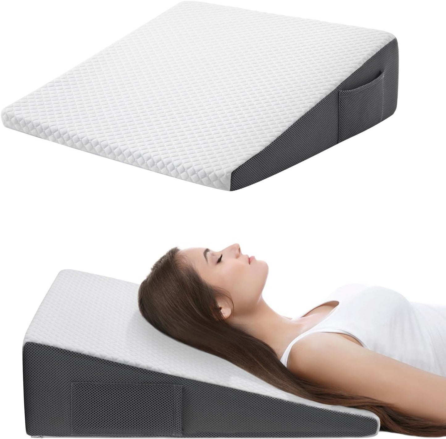 Cozymaker 10" Leg Elevation Pillows for Swelling, Cooling Gel Memory Foam Wedge Pillows for After Surgery, Sciatica Back Knee Hip Ankles Pain Relief, Leg Pillows for Sleeping